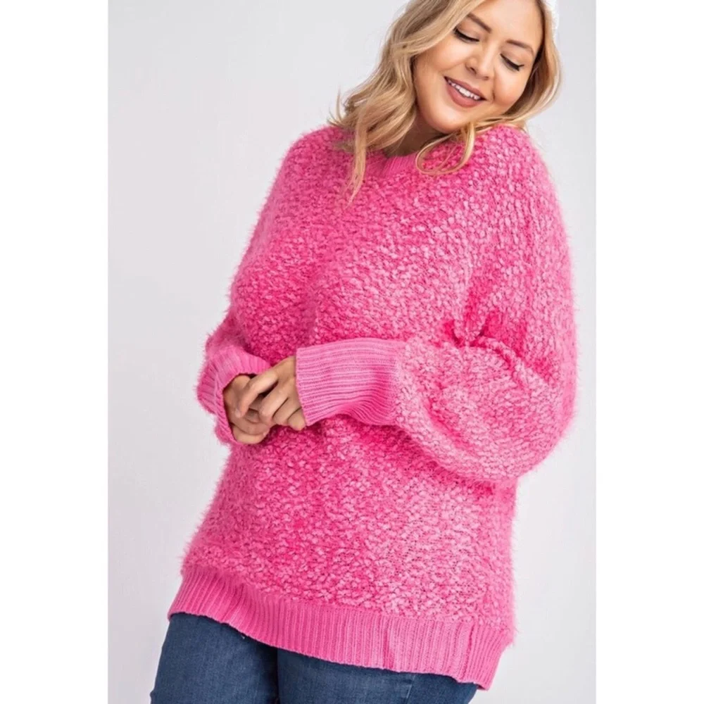 Barbie Pink Textured Popcorn Knit Plush Sweeter - Picture 9 of 10